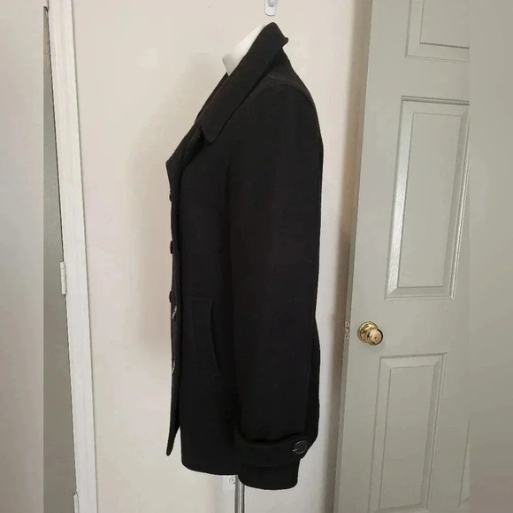 Gap Factory Store Classic Minimalist Chic Black Wool Blend Peacoat/Jacket(M) - Picture 4 of 9